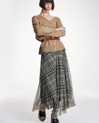 ALBA CONDE Falda de Gasa de Cuadros - Imagen 2