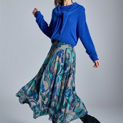 ALBA CONDE Falda Larga Estampado Azul - Imagen 1