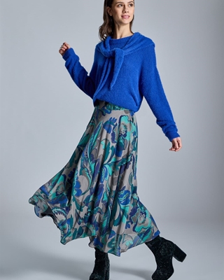 ALBA CONDE Falda Larga Estampado Azul - Imagen 1