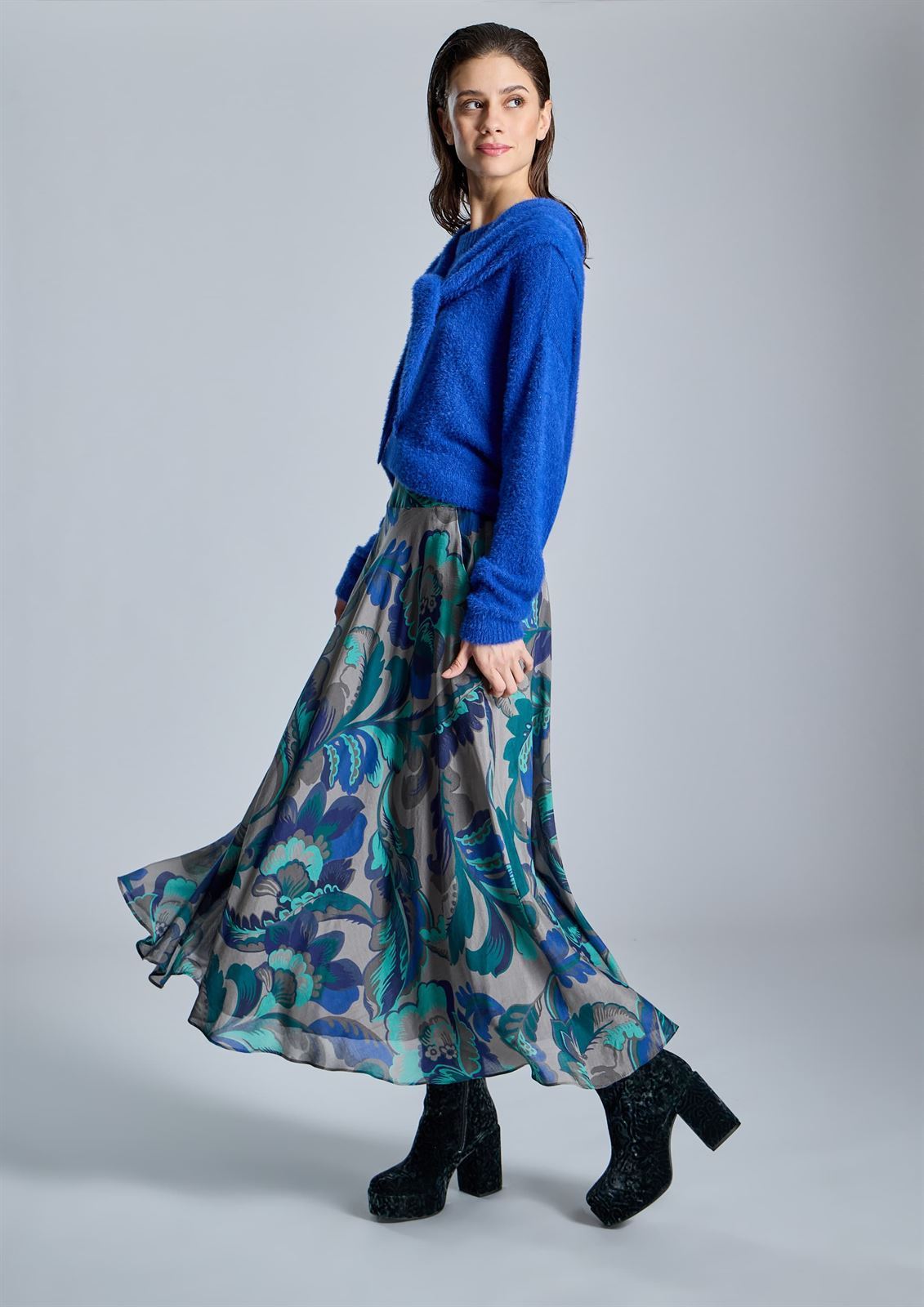 ALBA CONDE Falda Larga Estampado Azul - Imagen 2