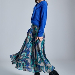 ALBA CONDE Falda Larga Estampado Azul - Imagen 2