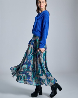 ALBA CONDE Falda Larga Estampado Azul - Imagen 2