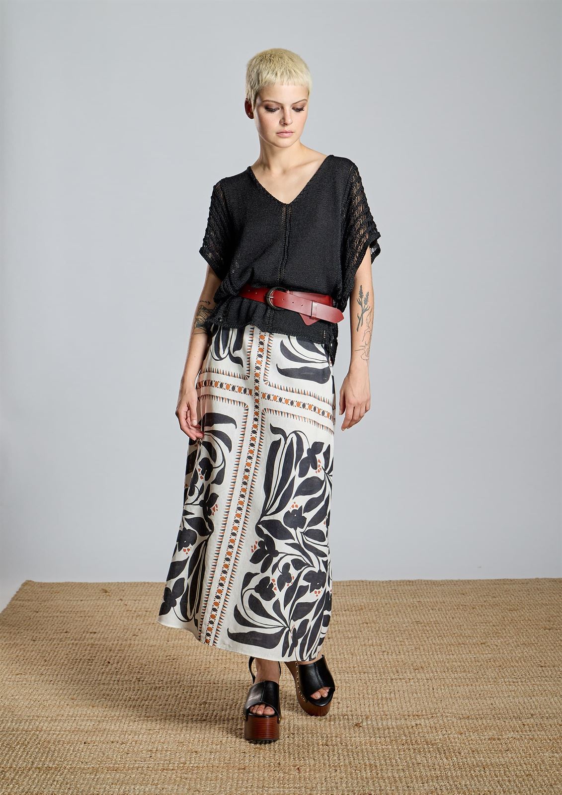 ALBA CONDE Falda Larga Étnica - Imagen 1