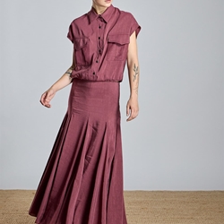 ALBA CONDE Falda Larga Granate - Imagen 1