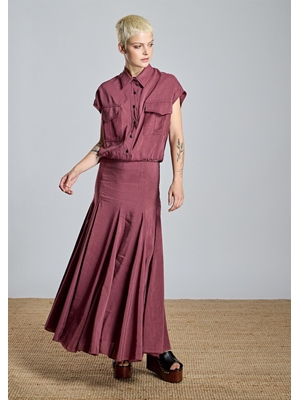 ALBA CONDE Falda Larga Granate - Imagen 1