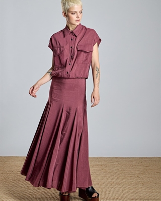 ALBA CONDE Falda Larga Granate - Imagen 1