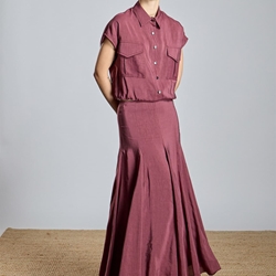 ALBA CONDE Falda Larga Granate - Imagen 2