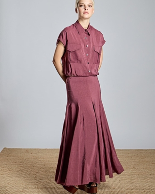 ALBA CONDE Falda Larga Granate - Imagen 2