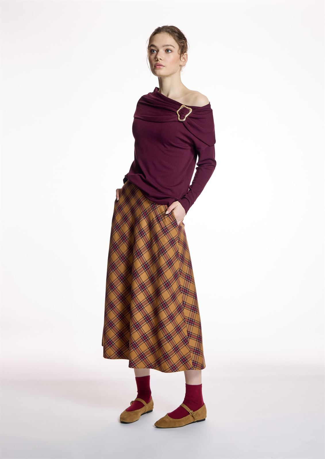 ALBA CONDE Falda Midi Cuadros - Imagen 4