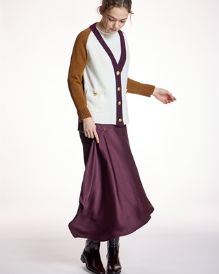 ALBA CONDE Falda Satinada Burdeos - Imagen 1