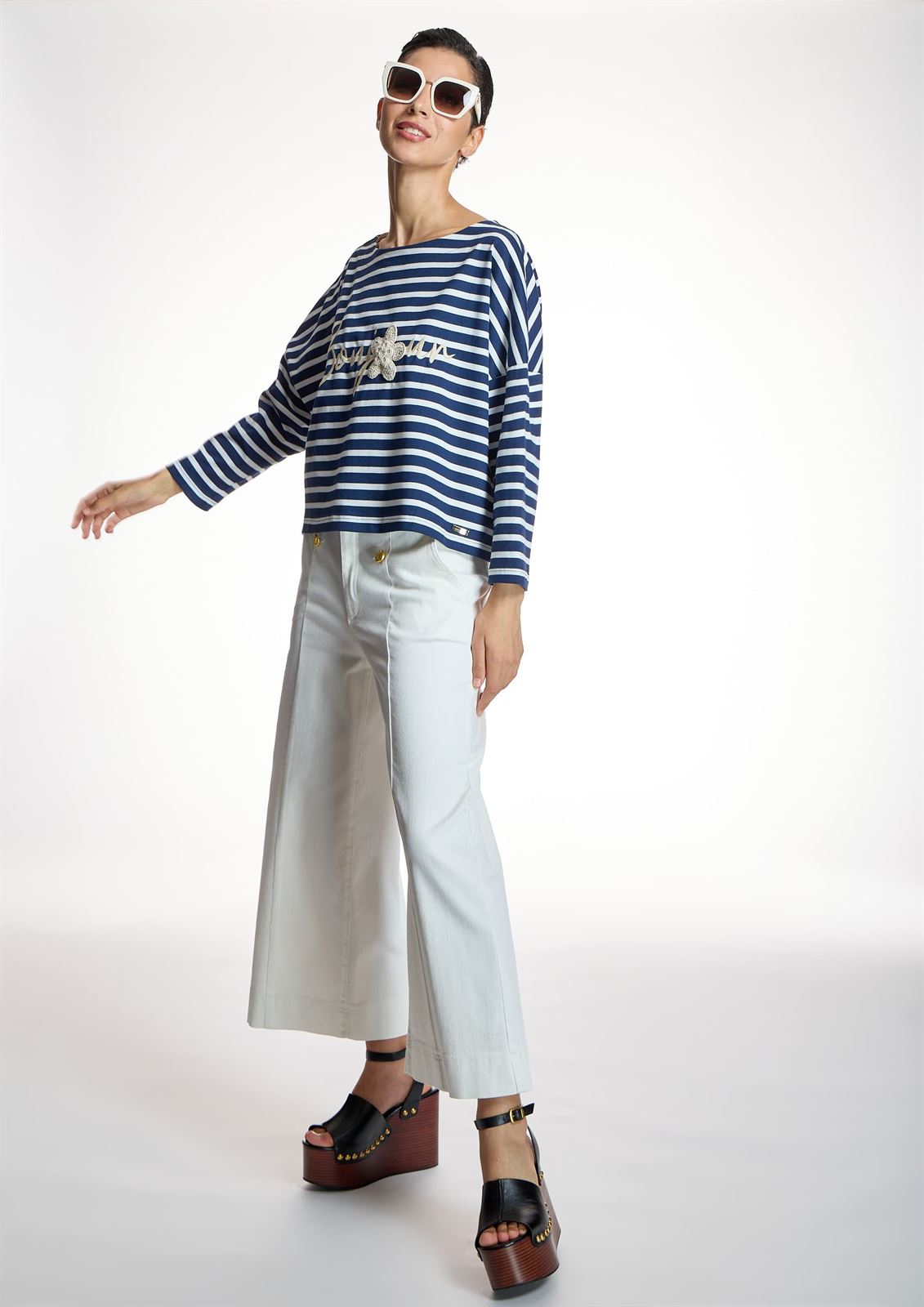 ALBA CONDE Jeans Culotte Blanco - Imagen 2