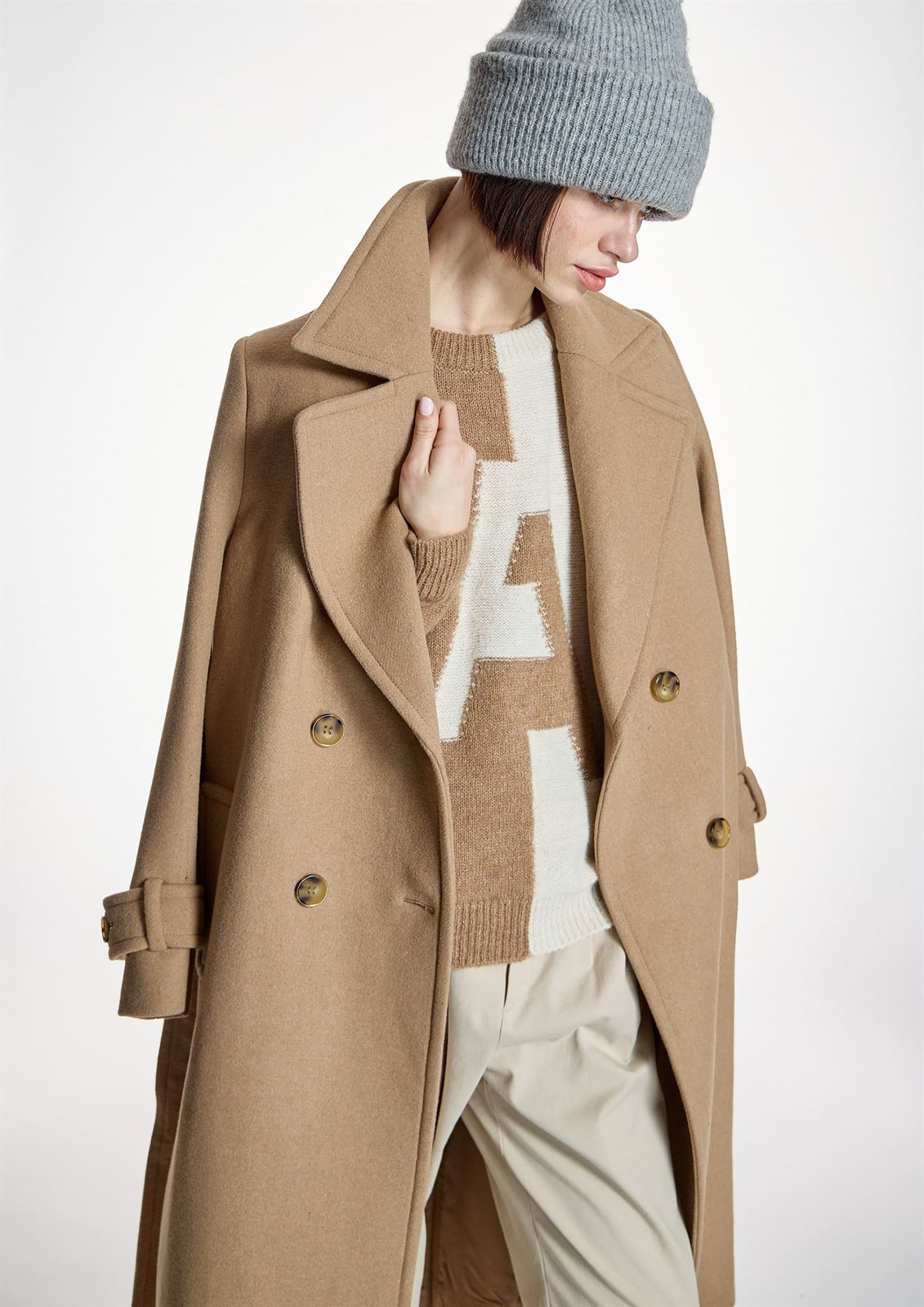 ALBA CONDE Jersey Bicolor Crudo y Camel - Imagen 1