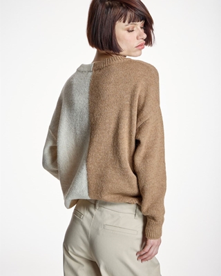 ALBA CONDE Jersey Bicolor Crudo y Camel - Imagen 2