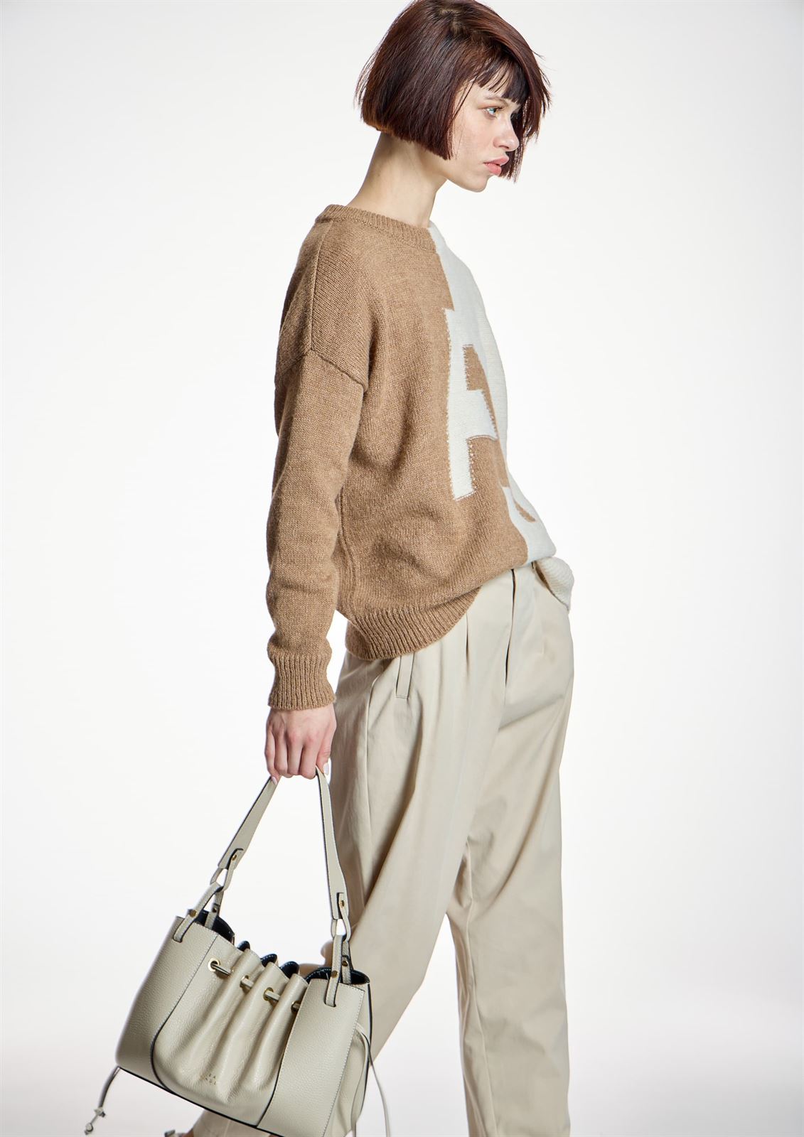 ALBA CONDE Jersey Bicolor Crudo y Camel - Imagen 4