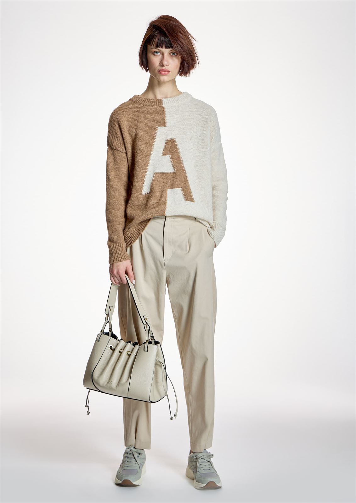 ALBA CONDE Jersey Bicolor Crudo y Camel - Imagen 5