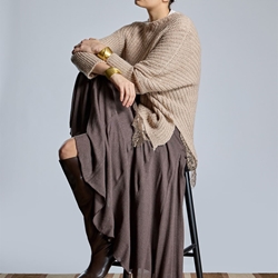 ALBA CONDE Jersey de Punto Beige Asimétrico - Imagen 1