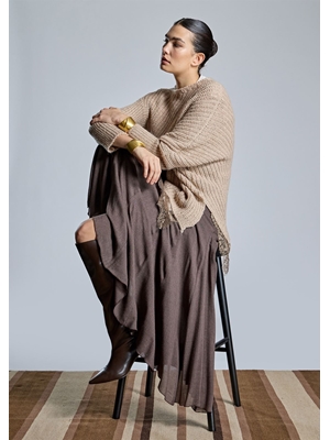 ALBA CONDE Jersey de Punto Beige Asimétrico - Imagen 1