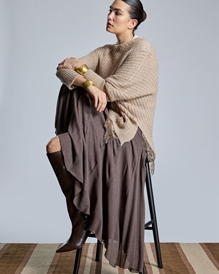 ALBA CONDE Jersey de Punto Beige Asimétrico - Imagen 1