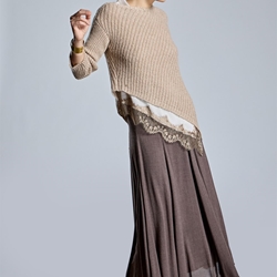 ALBA CONDE Jersey de Punto Beige Asimétrico - Imagen 2
