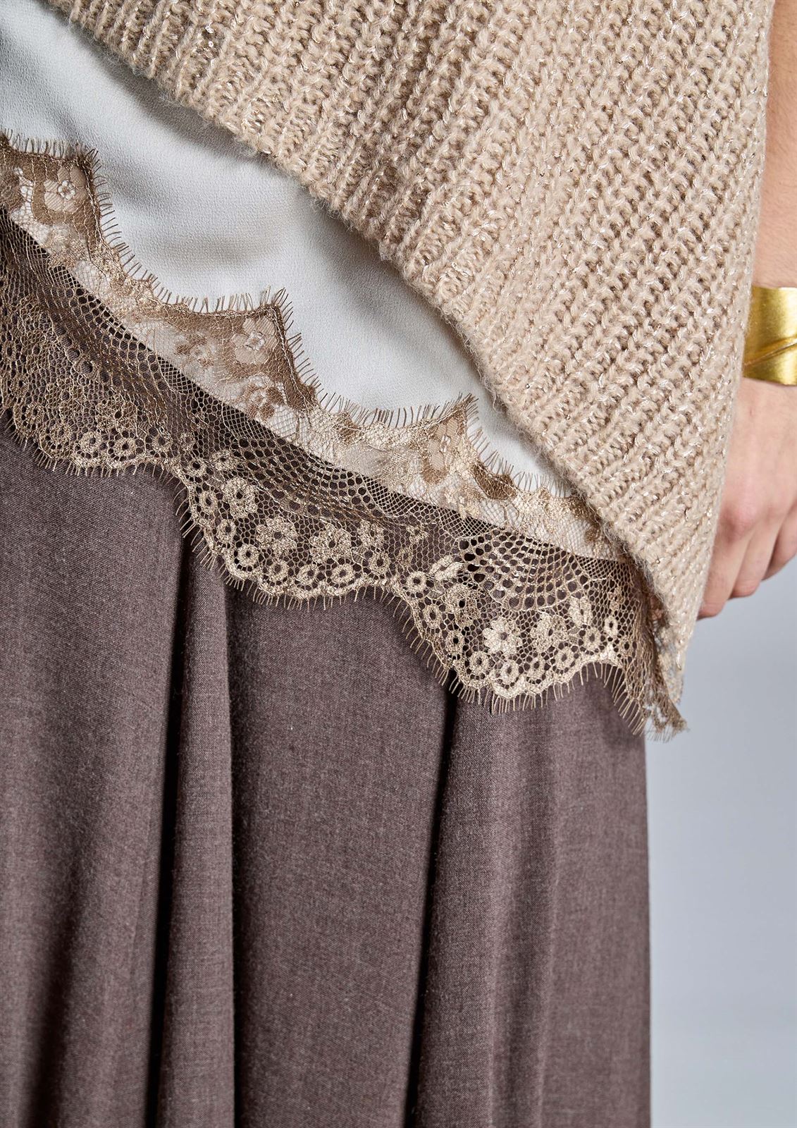 ALBA CONDE Jersey de Punto Beige Asimétrico - Imagen 5