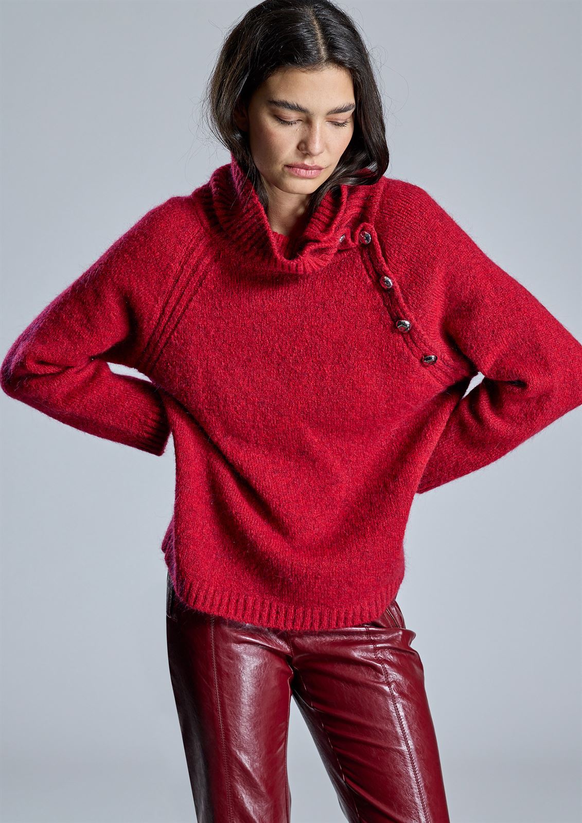 ALBA CONDE Jersey Rojo con Botones - Imagen 2