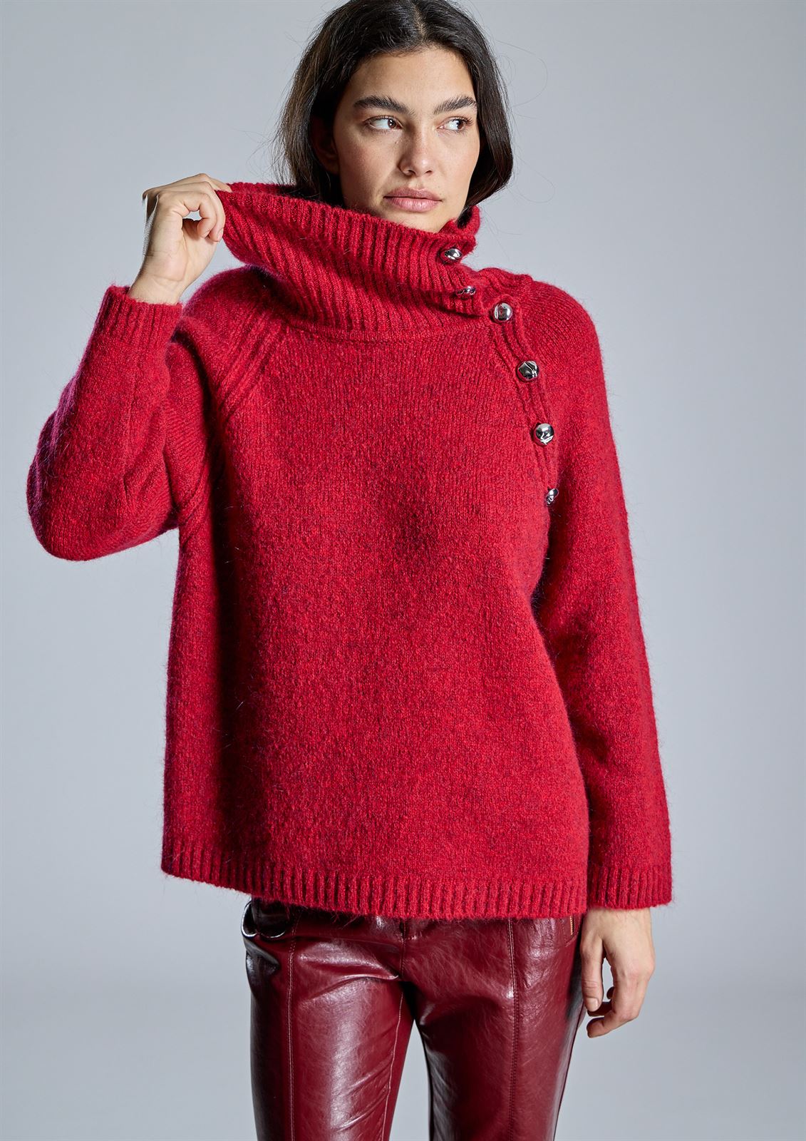 ALBA CONDE Jersey Rojo con Botones - Imagen 3