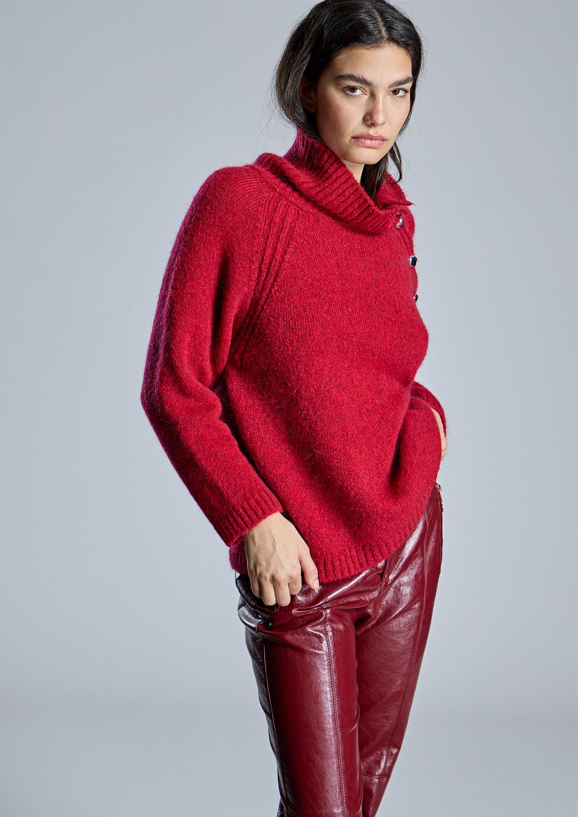 ALBA CONDE Jersey Rojo con Botones - Imagen 5