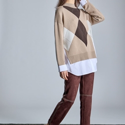 ALBA CONDE Jersey Rombos en Tonos Beige - Imagen 2