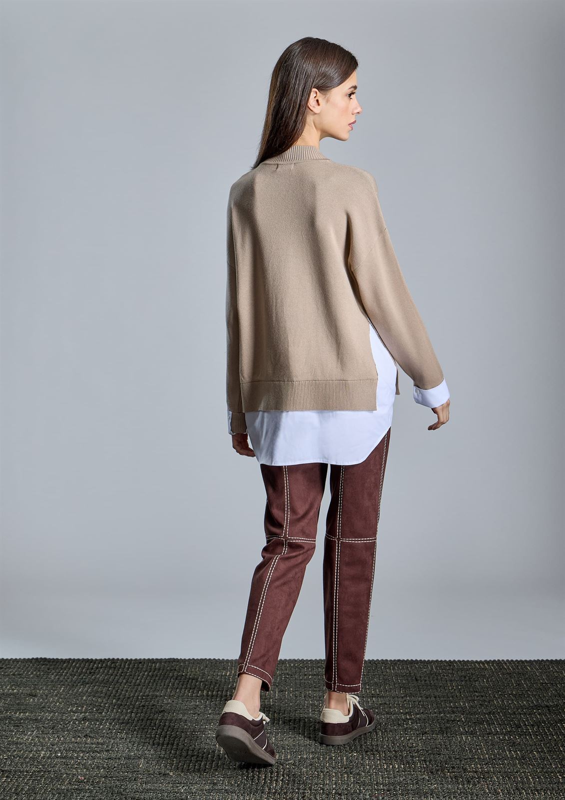 ALBA CONDE Jersey Rombos en Tonos Beige - Imagen 3