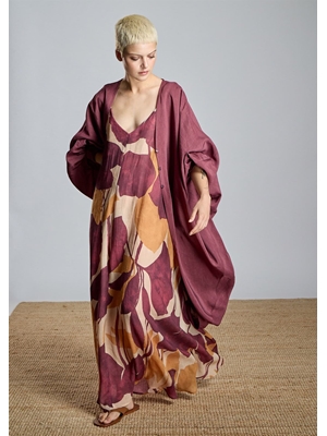 ALBA CONDE Kimono de Lino Granate - Imagen 1