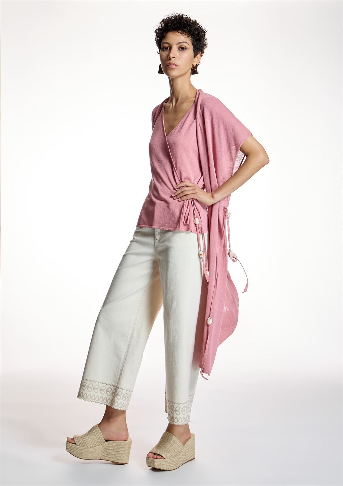 ALBA CONDE Kimono de Punto Rosa - Imagen 2