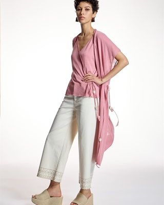 ALBA CONDE Kimono de Punto Rosa - Imagen 2