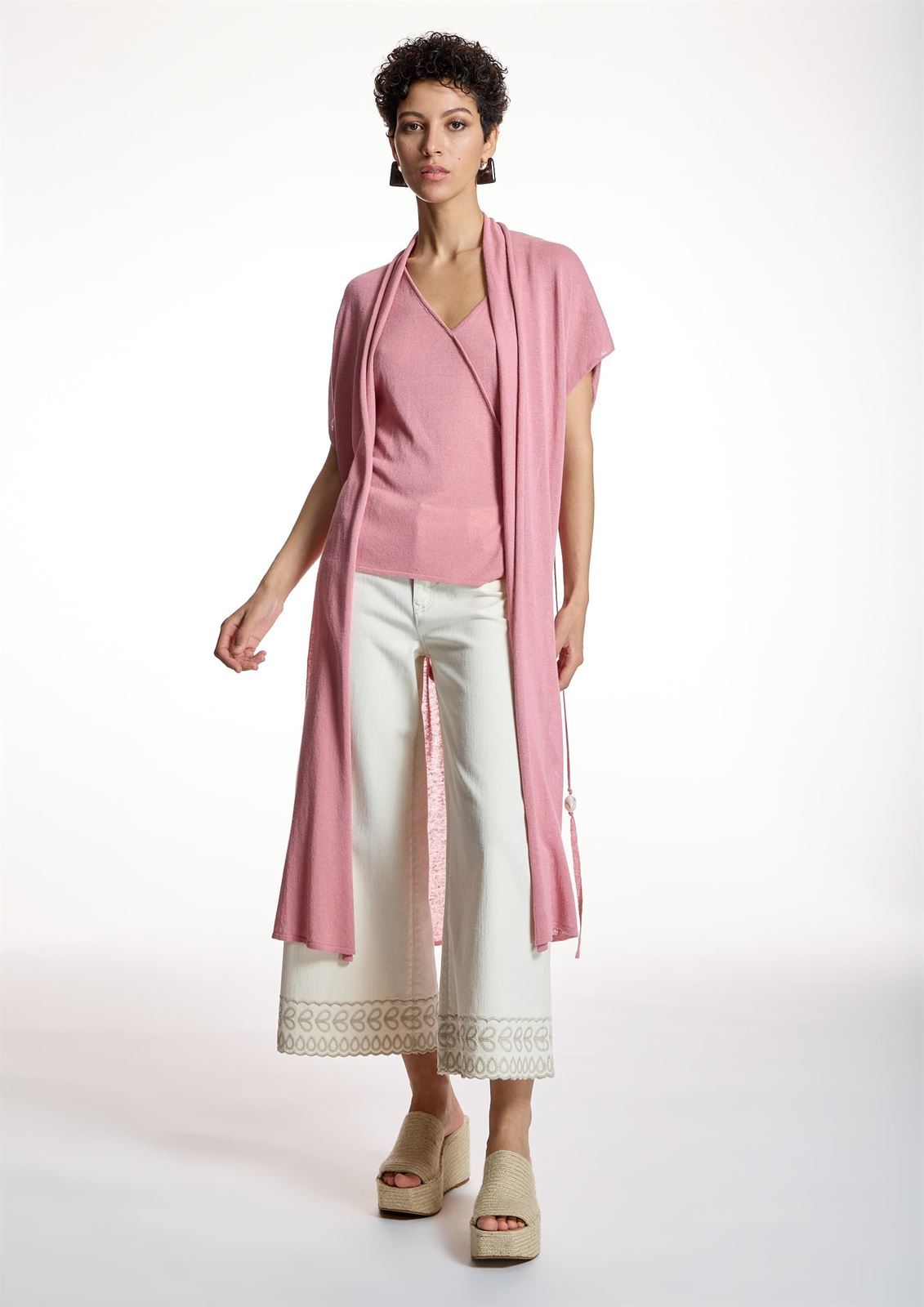 ALBA CONDE Kimono de Punto Rosa - Imagen 3