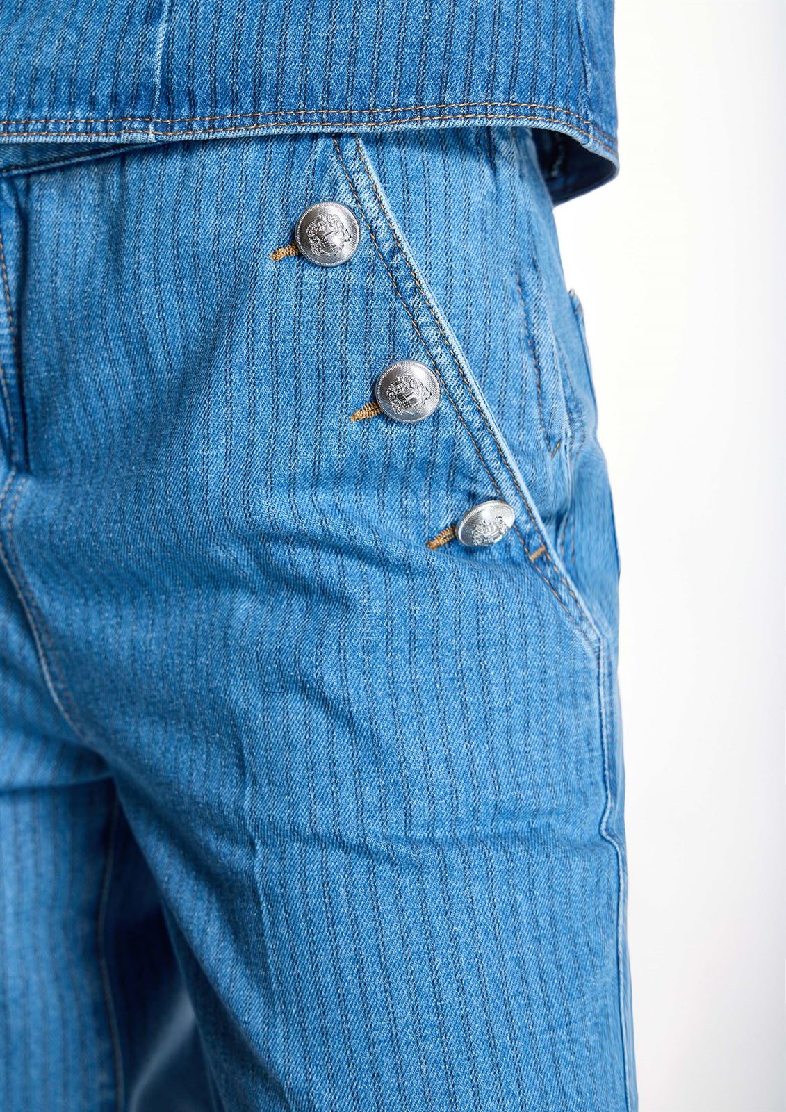 ALBA CONDE Pantalón Azul Denim Rayas - Imagen 2