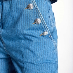 ALBA CONDE Pantalón Azul Denim Rayas - Imagen 2