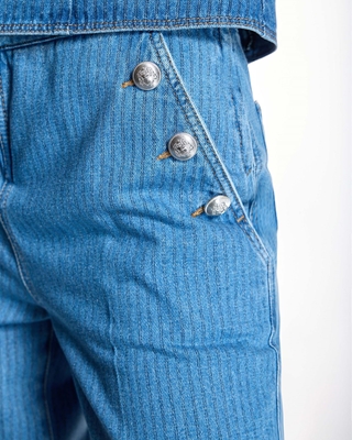 ALBA CONDE Pantalón Azul Denim Rayas - Imagen 2