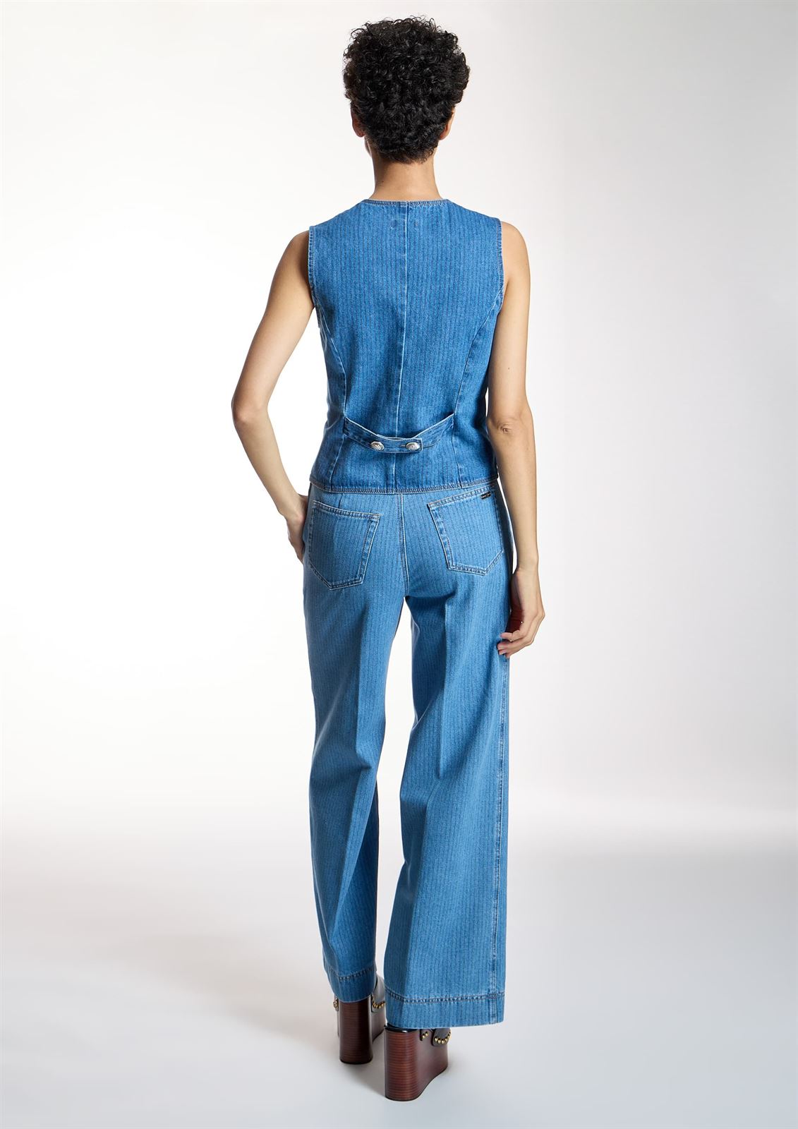 ALBA CONDE Pantalón Azul Denim Rayas - Imagen 5