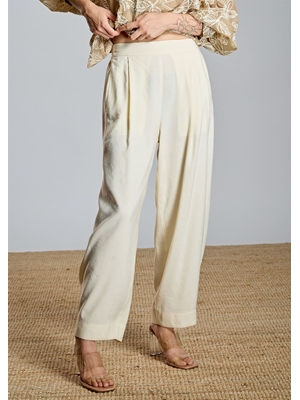 ALBA CONDE Pantalón Crudo Con Pinzas - Imagen 1