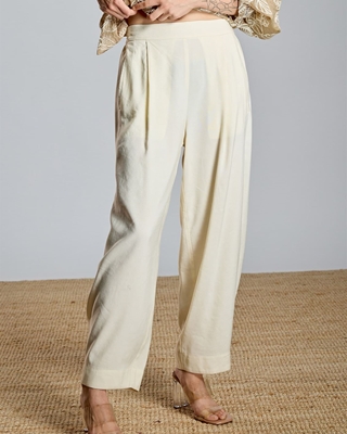 ALBA CONDE Pantalón Crudo Con Pinzas - Imagen 1