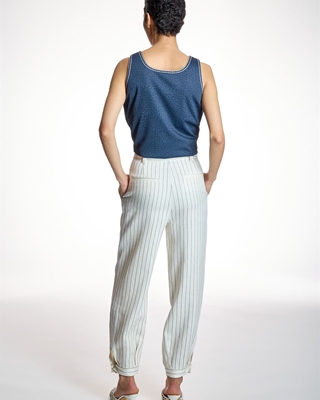 ALBA CONDE Pantalón Crudo de Rayas - Imagen 1