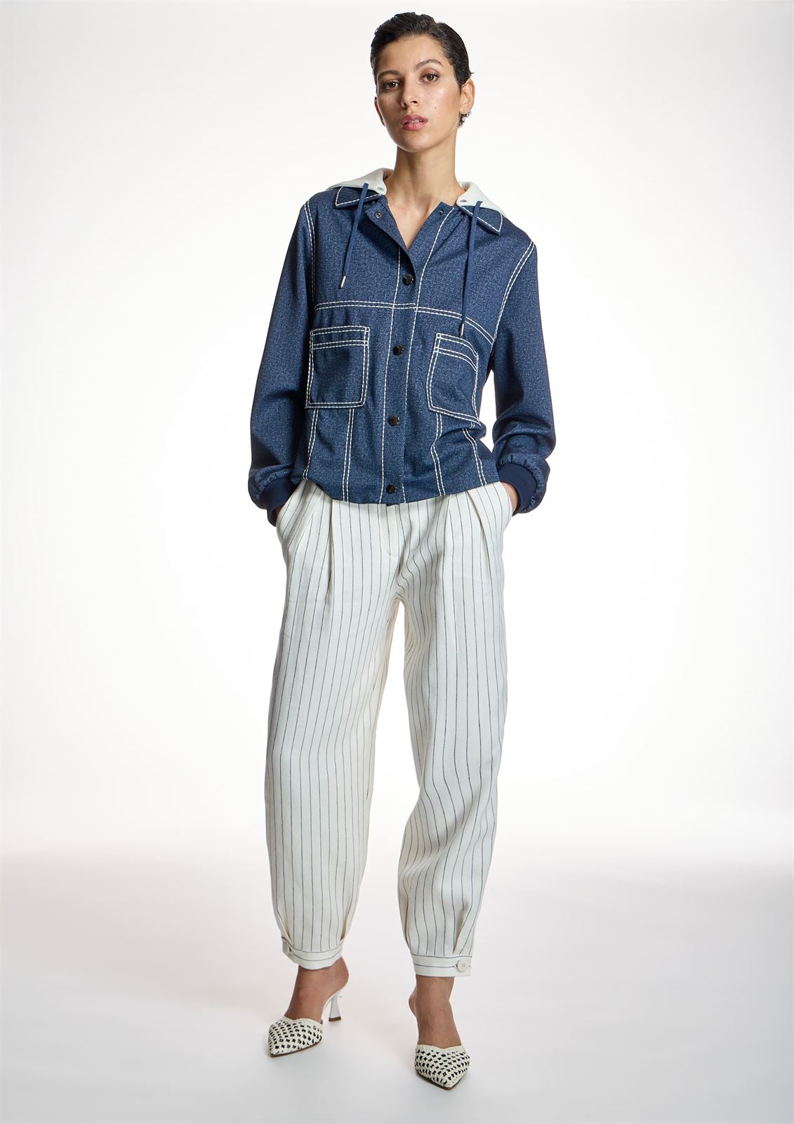 ALBA CONDE Pantalón Crudo de Rayas - Imagen 3