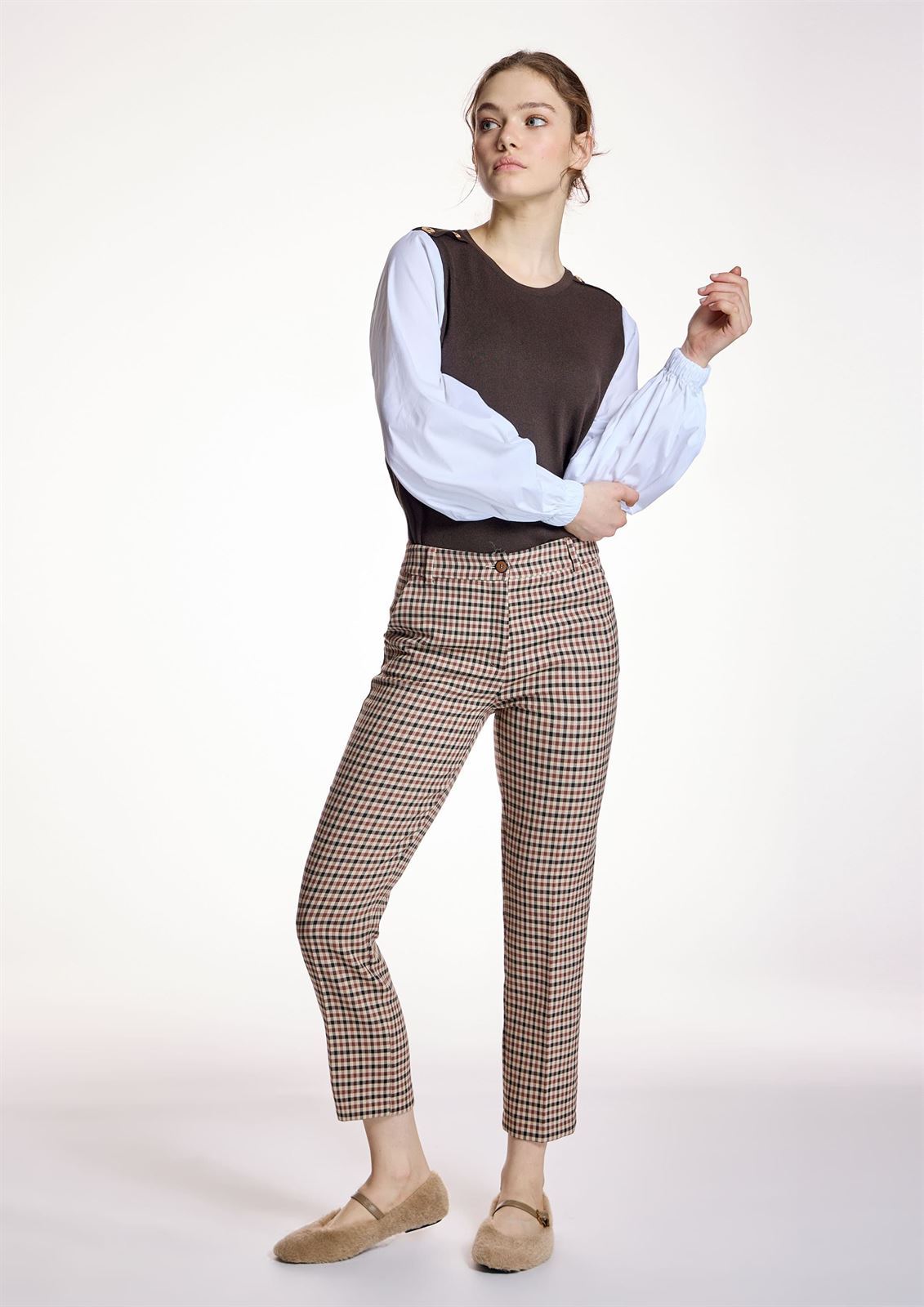 ALBA CONDE Pantalón Entallado de Cuadros - Imagen 5