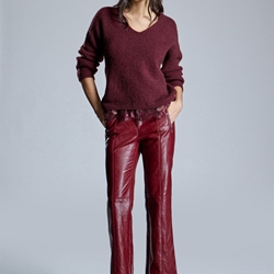 ALBA CONDE Pantalón Granate Efecto Piel - Imagen 2