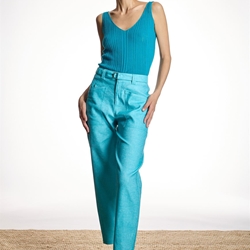 ALBA CONDE Pantalón Recto Turquesa - Imagen 1
