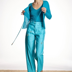 ALBA CONDE Pantalón Recto Turquesa - Imagen 2