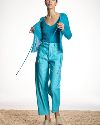 ALBA CONDE Pantalón Recto Turquesa - Imagen 2