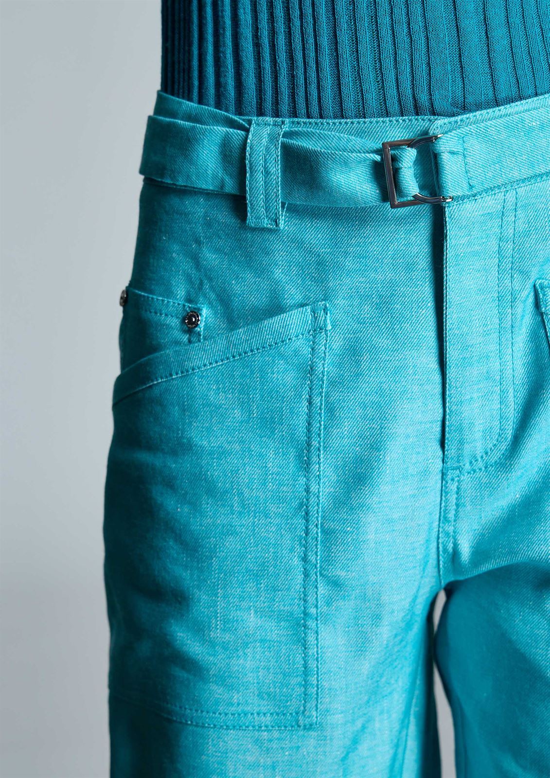 ALBA CONDE Pantalón Recto Turquesa - Imagen 3