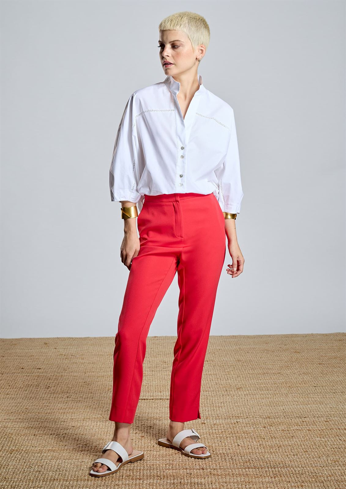 ALBA CONDE Pantalón Semientallado Rojo - Imagen 1