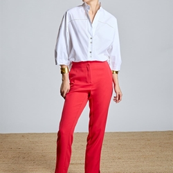 ALBA CONDE Pantalón Semientallado Rojo - Imagen 1