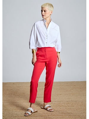 ALBA CONDE Pantalón Semientallado Rojo - Imagen 1